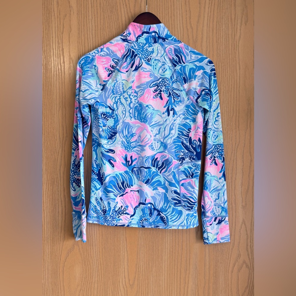 Lilly Pulitzer | SZ XS | Marion Half Zip UPF 50+ Long Sleeve top Surf Blue Pink - Picture 2 of 12